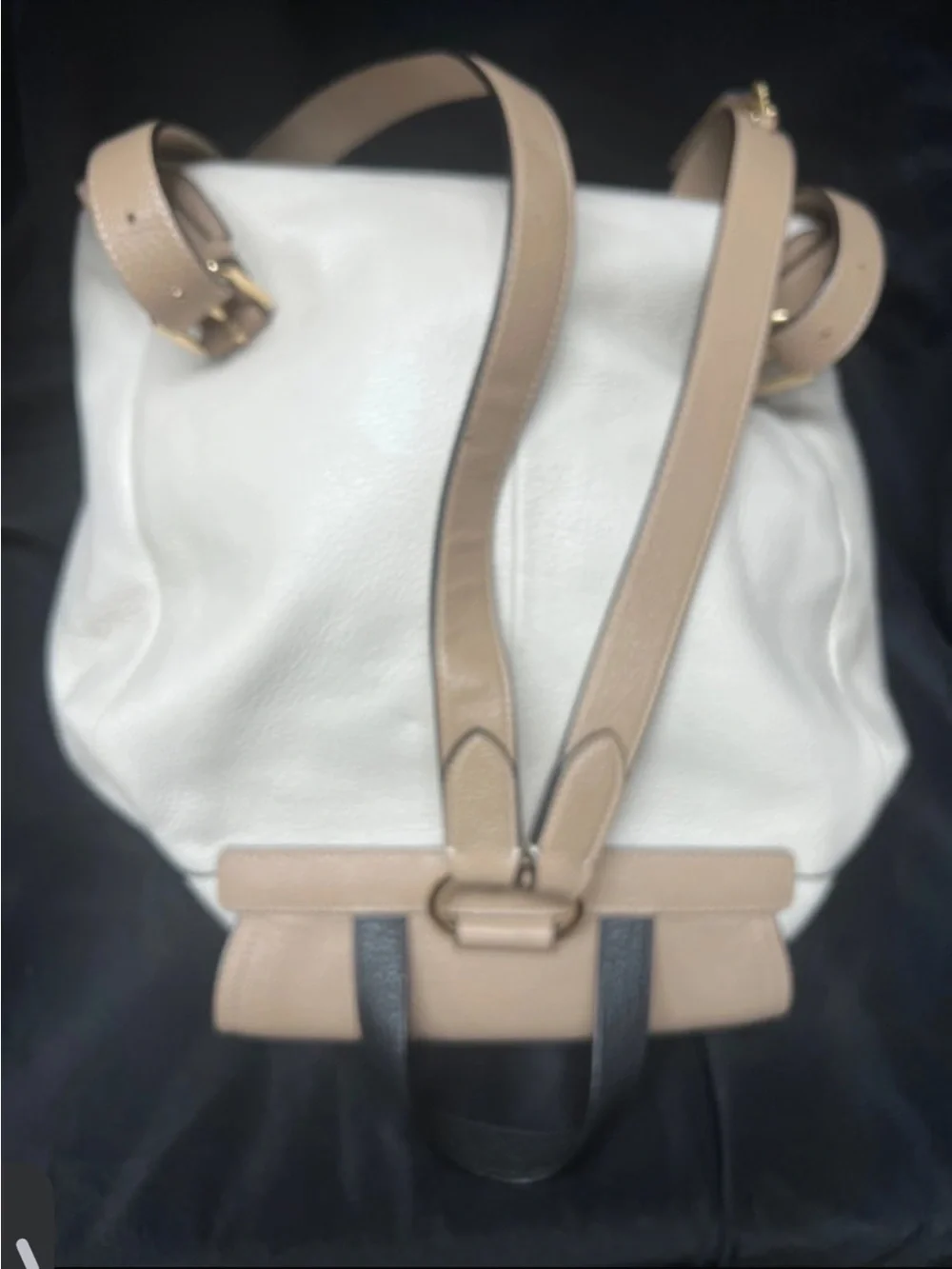 Coach Two-Tone Pebbled Leather Backpack in Beige and White